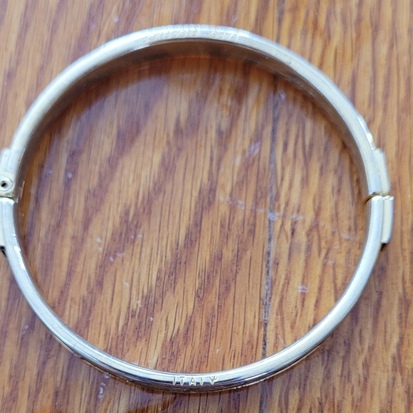 Lapo Florence Vintage Goldtone Chocolate Snake Skin Hinged Bangle Bracelet - Picture 2 of 5